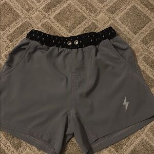 Gray Bruce Bolt Shorts with Black Waistband
